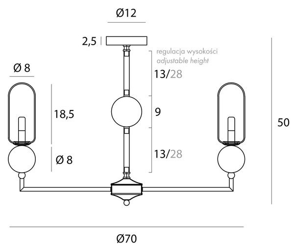 MaxLight Nova lampă suspendată x7 W alb-auriu P0633