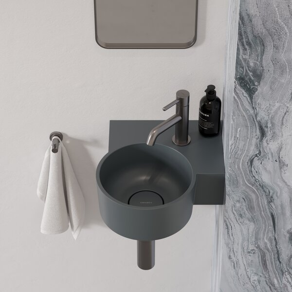 Omnires Ovo M+ lavoar 33x34 cm de colț clasică-de blat gri/piatră mat OVO335UWPAG