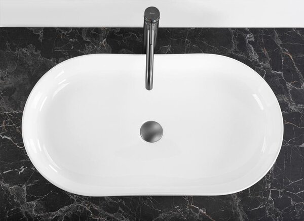 Rea Cleo lavoar 70x39 cm ovale de blat alb luciu REA-U6215