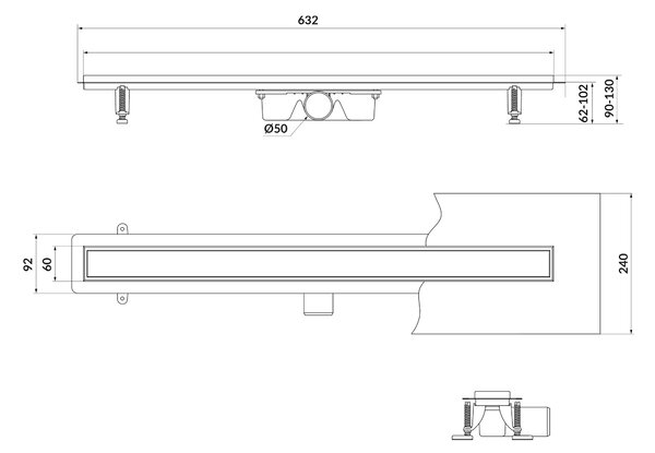 Cersanit Tako rigolă duș 60 cm cupru S204-058