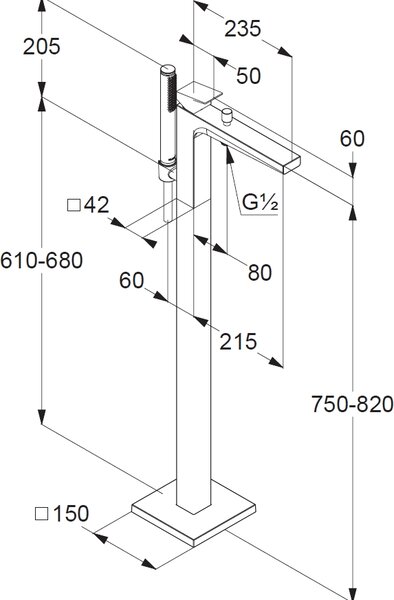 Kludi Decus baterie cadă-duș stativ alb 545905375