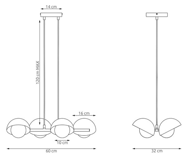 Emibig Boom lampă suspendată 4x8 W cappuccino 1590/4