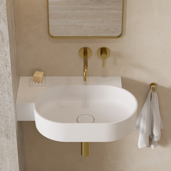 Omnires Ovo M+ lavoar 64x44 cm de colț clasică-de blat alb mat OVO645UWLBM