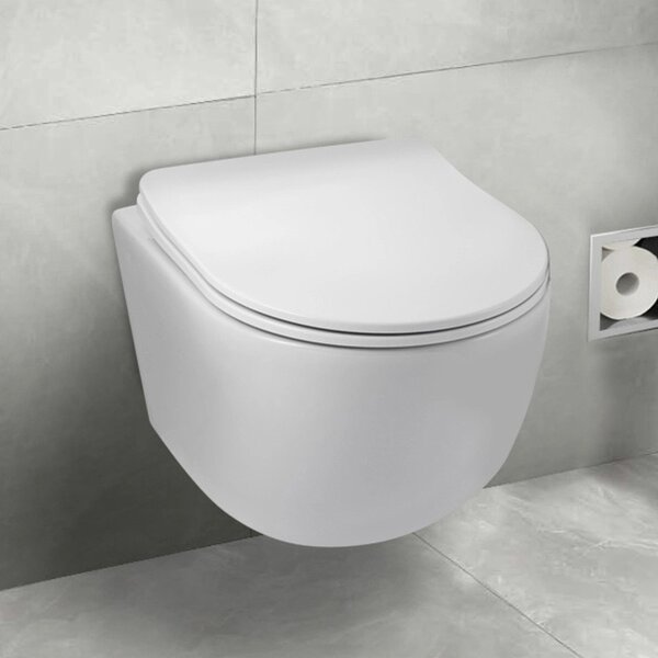 Balneo Luna vas wc cu capac soft-close agăţat fără margine cu spălare turbionară alb lucios G0101010101-3