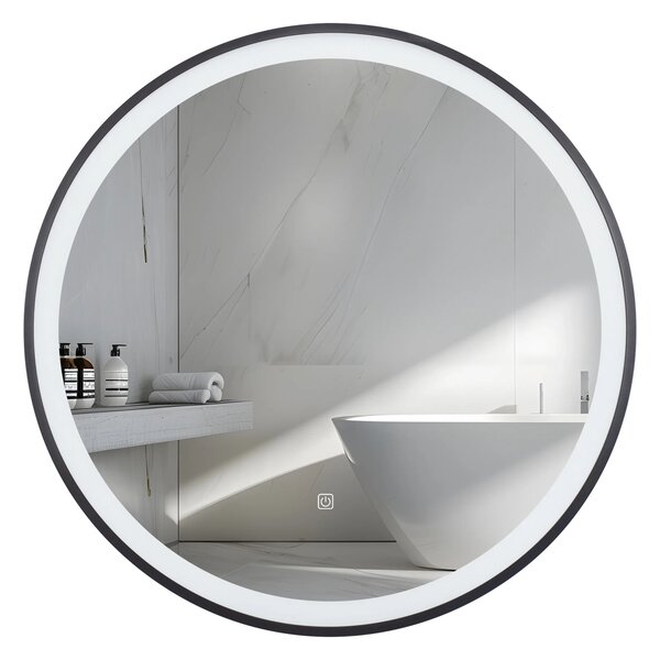 Balneo Venus oglindă 60x60 cm rotund cu iluminare cu covoraș de încălzire negru L0101010403-1