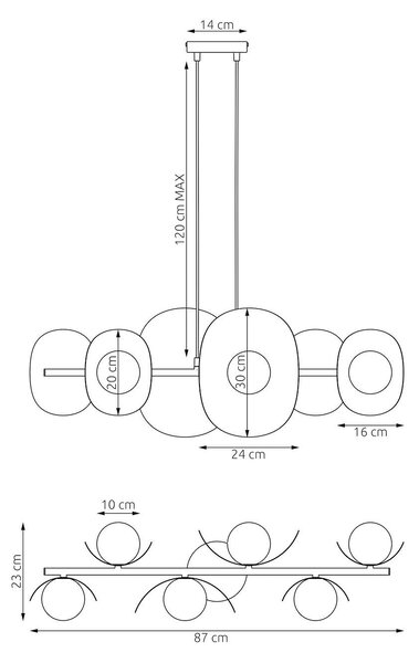 Emibig Elementi lampă suspendată 6x8 W cappuccino 1493/6