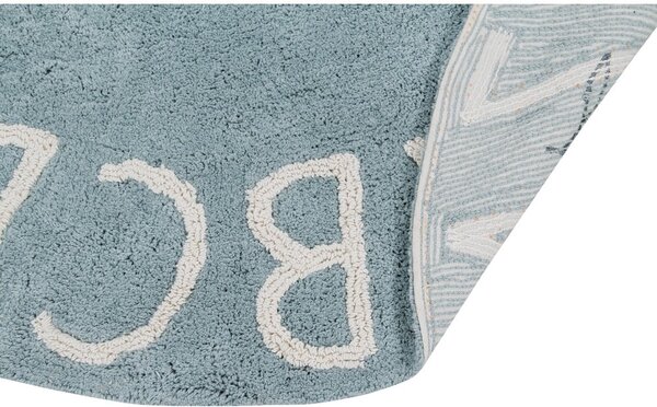 Covor pentru copii albastru deschis lavabil/țesut manual din bumbac ø150 cm ABC Vintage Blue – Lorena Canals