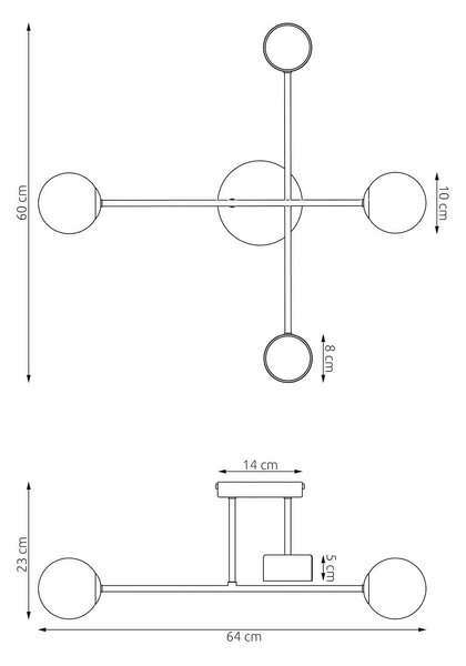 Emibig Holon lampă de tavan 4x8 W negru 1558/4