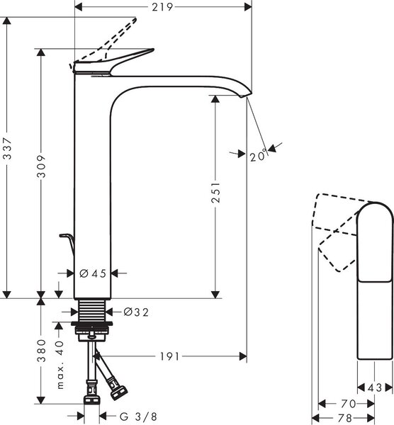 Hansgrohe Vivenis baterie lavoar stativ negru 75044670