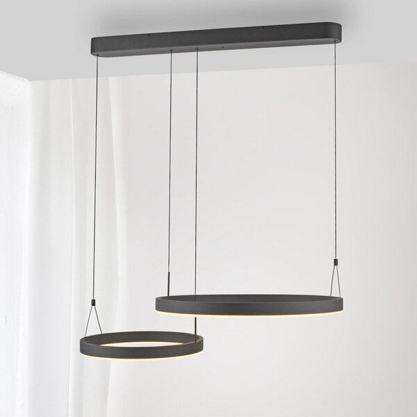 Paul Neuhaus Lampă suspendată LED Esko, negru, lungime 90 cm, reglabil, Negru, Camera de zi / sufragerie, Metal, Modern