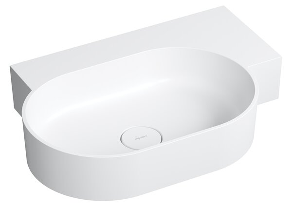 Omnires Ovo M+ lavoar 64x44 cm ovale de blat-cu blat alb mat OVO645UWPBM