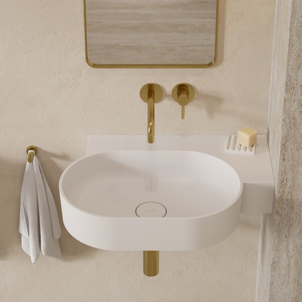 Omnires Ovo M+ lavoar 64x44 cm ovale de blat-cu blat alb mat OVO645UWPBM
