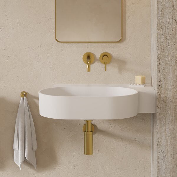 Omnires Ovo M+ lavoar 64x44 cm ovale de blat-cu blat alb mat OVO645UWPBM