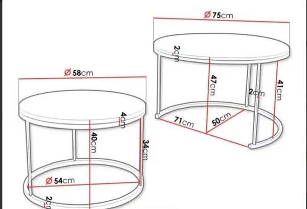 Set masute de cafea cu 2 piese Ara, gold