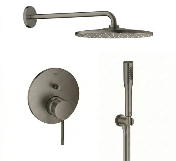Set cap de duș cu braț Grohe Rainshower 26558AL0, baterie cadă-duș Grohe Essence 24058AL1, 26658AL0, 27400AL0, 28362A01