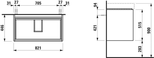 Laufen Base 2.0 dulap 82x44.5x51.5 cm sub chiuveta pe perete alb H4113021082611