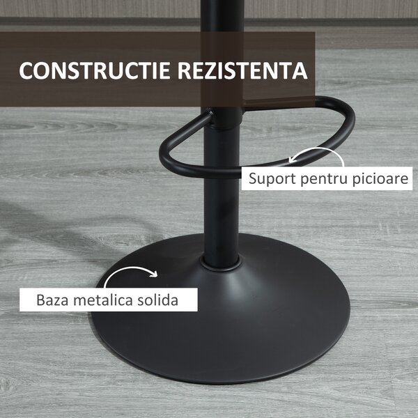 HOMCOM Set de 2 Scaune de Bar Căptușite, Rotative cu Suport pentru Picioare, 43x46,5x91-103 cm, Maro | Aosom Romania