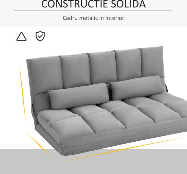 HOMCOM Canapea De Podea Pliabila, 130x73x60 cm Gri | Aosom Romania