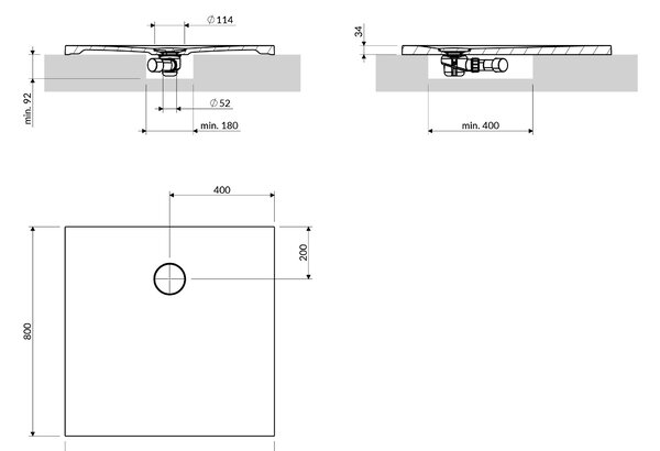 Omnires Aquarock cădiță de duș pătrată cu capac 80x80 cm bej AQUAROCK80-KDB