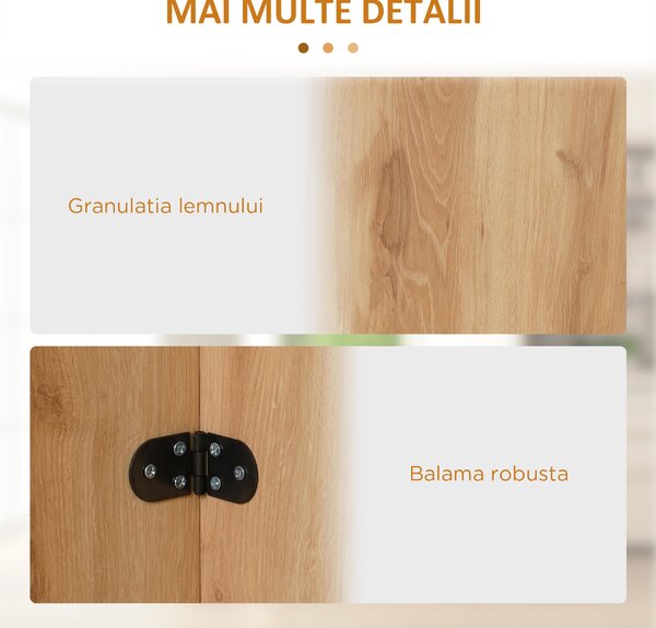 Masa pliabila HOMCOM pentru economisirea spatiului din lemn, pliabila, usor de curatat, PAL 90x60x74cm, stejar | Aosom Romania