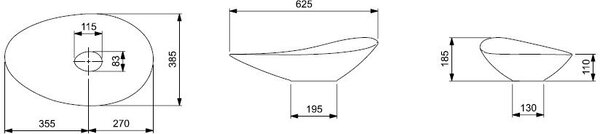 Roca Ohtake lavoar 62.5x38.5 cm de blat alb mat A327A1P620