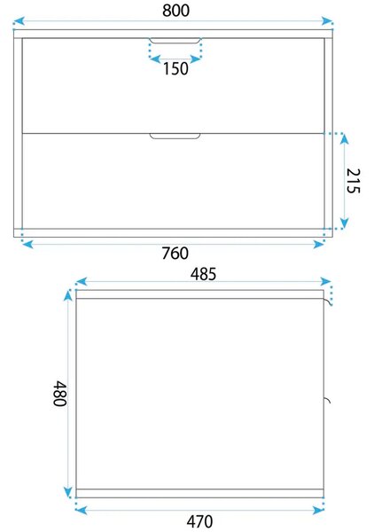 Rea Mono dulap 80x47x48 cm sub chiuveta pe perete alb REA-M0403