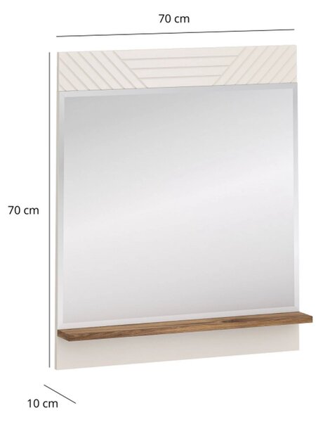 Oglinda cu polita EVO, casmir/stejar, PAL laminat, 70x10x80 cm