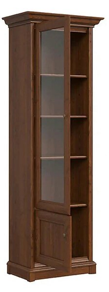 Vitrina KENT stanga, castan, PAL/sticla securizata, 71x43x205 cm