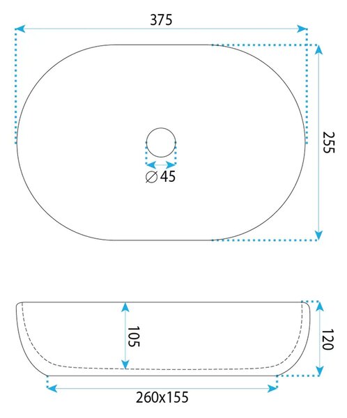 Rea Mira lavoar 37.5x25.5 cm ovale de blat gri/piatră-maro/bej mat REA-U3224