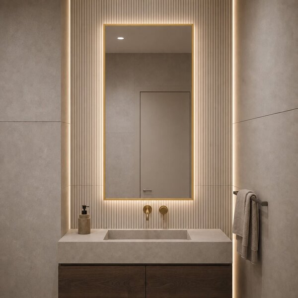 Baltica Design Aluma oglindă 60x80 cm dreptunghiular cu iluminare auriu 5904107934273
