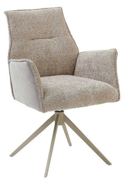 Scaun KAYLA, grej/bej, stofa buclata/stofa clasica/metal, 58x63x88 cm