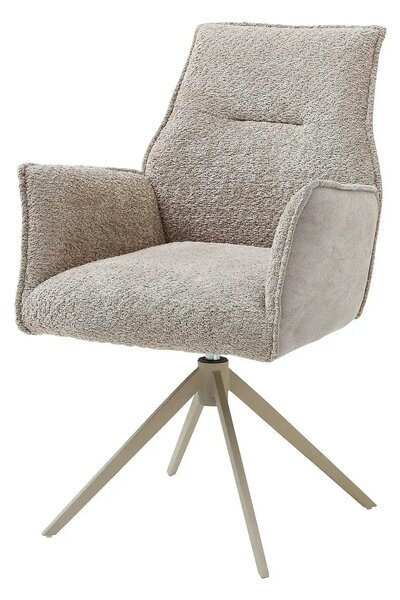 Scaun KAYLA, grej/bej, stofa buclata/stofa clasica/metal, 58x63x88 cm
