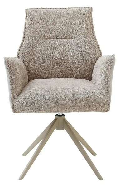 Scaun KAYLA, grej/bej, stofa buclata/stofa clasica/metal, 58x63x88 cm