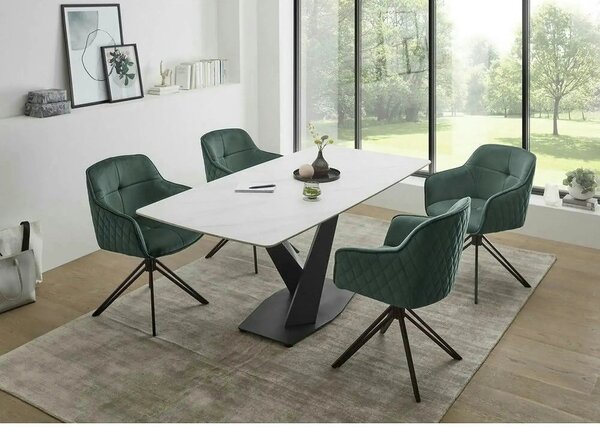 Scaun EMMA, stofa catifelata verde inchis - Bluvel 78, 59x62x82 cm