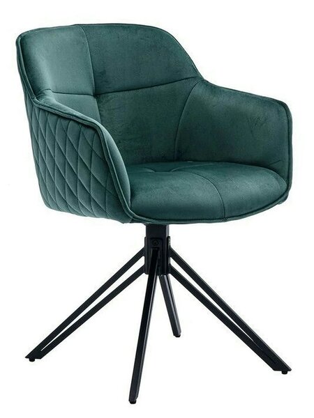 Scaun EMMA, stofa catifelata verde inchis - Bluvel 78, 59x62x82 cm