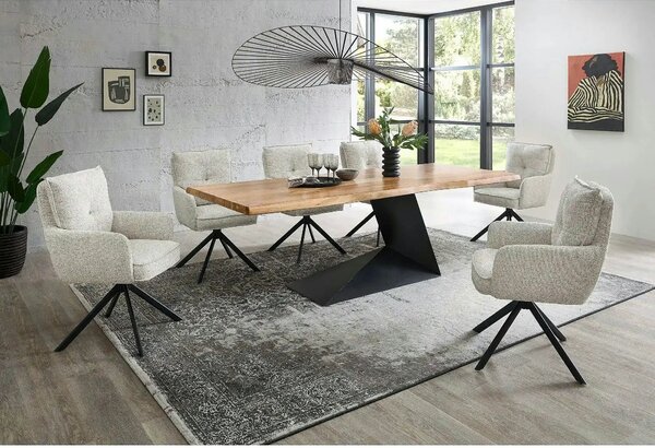 Scaun SOFIA, bej/negru, stofa clasica/metal, 61x66x93 cm