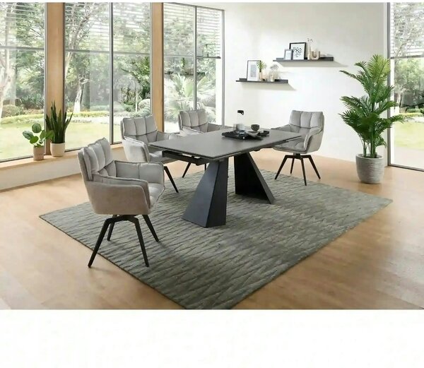 Scaun ALANI, gri/negru, stofa catifelata/metal, 64x65x89 cm