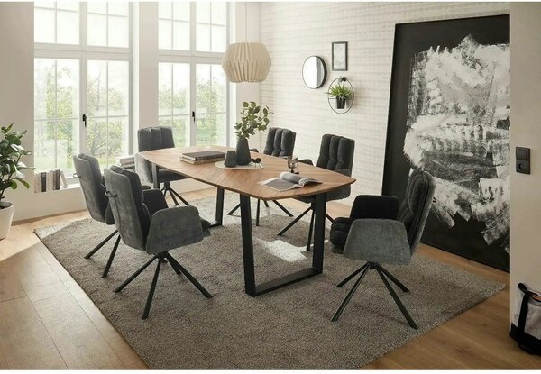 Scaun LIVIA, gri inchis/negru, stofa clasica/metal, 60x67x90 cm