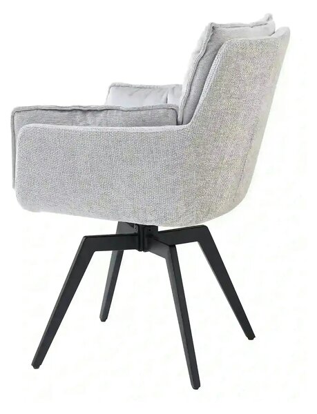 Scaun ALANI, gri/negru, stofa catifelata/metal, 64x65x89 cm