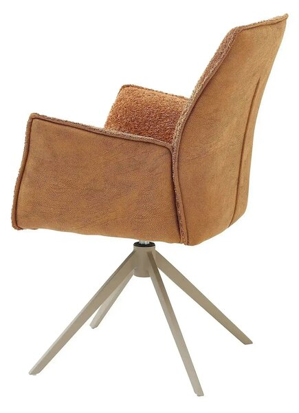 Scaun KAYLA, caramiziu/bej, stofa buclata/stofa clasica/metal, 58x63x8