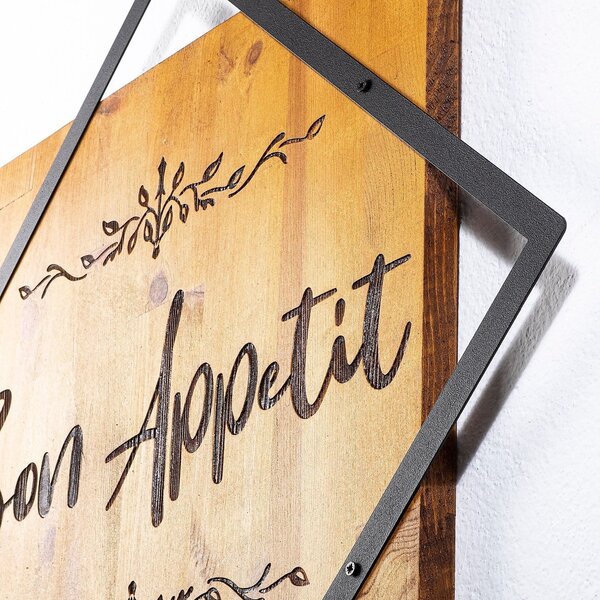Decoratiune perete 899SKL2103, stejar/negru, lemn/metal, 54x54 cm