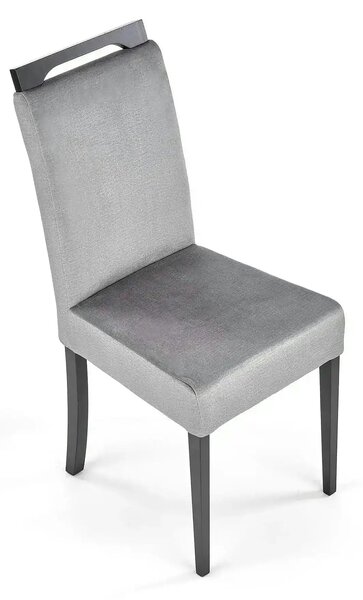 Scaun CLARION 2, gri/negru, stofa catifelata/lemn, 42x58x97 cm