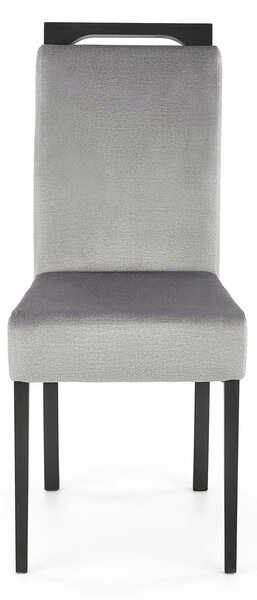 Scaun CLARION 2, gri/negru, stofa catifelata/lemn, 42x58x97 cm