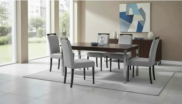 Scaun CLARION 2, gri/negru, stofa catifelata/lemn, 42x58x97 cm