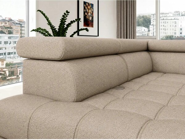Coltar BAGGIO, sezlong stanga, stofa buclata grej - Aphrodite 04, cu r