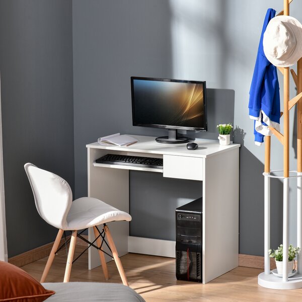Homcom Birou PC Alb & Stejar 80×45×75 cm – Ideal Dormitor sau Acasa | Aosom Romania