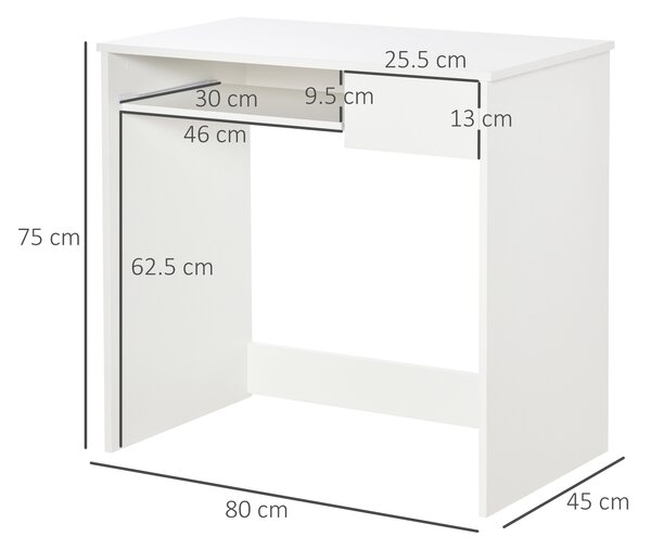 Homcom Birou PC Alb & Stejar 80×45×75 cm – Ideal Dormitor sau Acasa | Aosom Romania