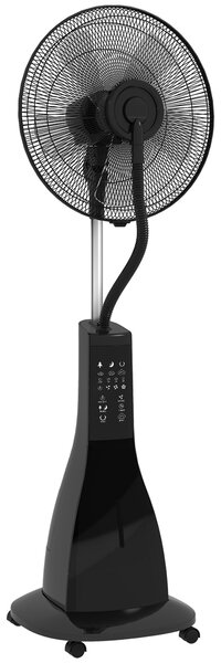 HOMCOM, Ventilator pe Picior, cu Pulverizare de Apă, Metal, ABS, 44.5 x 38.5 x 120 cm, Negru | Aosom Romania
