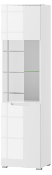 Vitrină Sallosa 25 (alb + alb lucios). Promo -14%. 1068228
