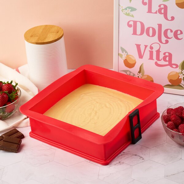 Forma silicon cu fund din sticla temperata pentru prajituri, blat, chec, cozonac, onuvio® - patrata